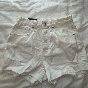 White Ripped Jean Shorts